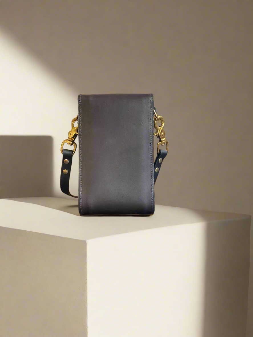 Havana NZ leather on gold hardware. Back view