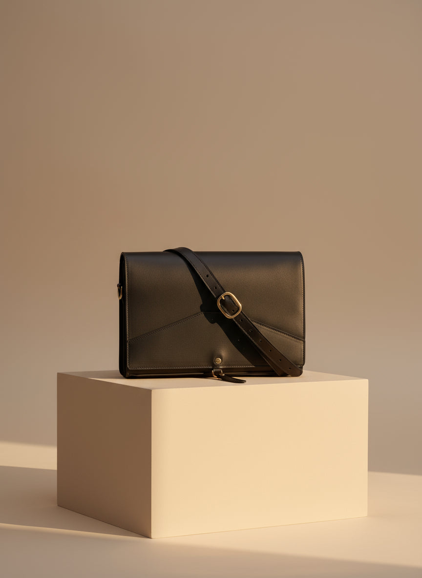 Havana with gold hardware and front tab