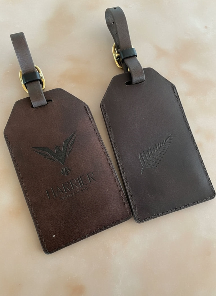 Whisky with Harrier logo laser engraved on the back and havana with silver fern laser engraved on the back.