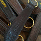 Havana leather with plain embossed font 