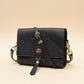 Havana NZ leather shoulder bag with gold hardware. Front view. 