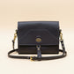 Havana NZ leather shoulder bag with gold hardware, front view.