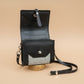 Havana NZ leather bag with a cream textured NZ wool panel. 
