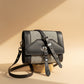 Havana NZ leather bag with a cream textured NZ wool panel.  