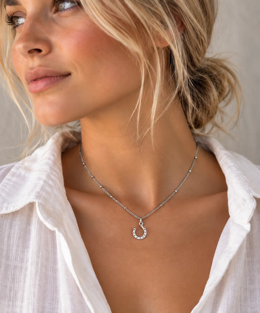 Horse shoe Single Drop Necklace