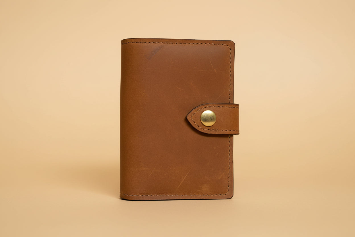 New Zealand leather passport holder - scotch front. 