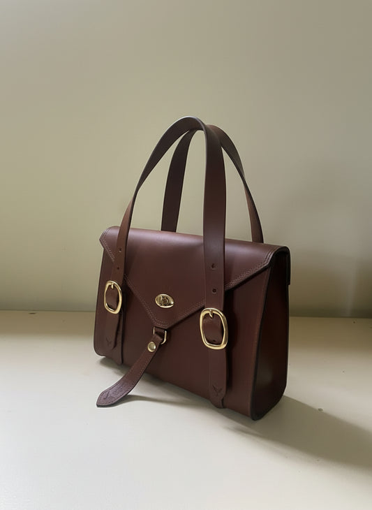 Fisher Purse in Scotch New Zealand leather with gold hardware. 