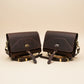 Walnut NZ leather Alder shoulder bag with silver and brass hardware, front view. 