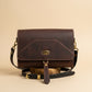 Walnut NZ leather Alder Shoulder Bag with gold hardware. 