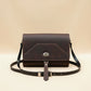 Walnut NZ leather Shoulder Bag with silver hardware, front view. 