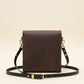 Walnut NZ leather Duchess Day tripper with Gold hardware, back view. 