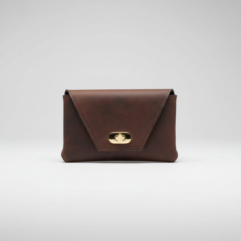 Walnut NZ Leather with Gold Hardware belt bag.
